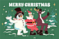 国外卡通手绘潮流圣诞老人驯鹿圣诞节礼物插画海报贴纸ai设计素材-淘宝网