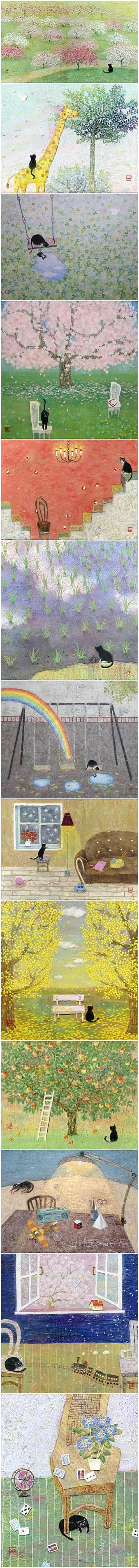 野地美树子の治愈系小画『一只猫的散步』 