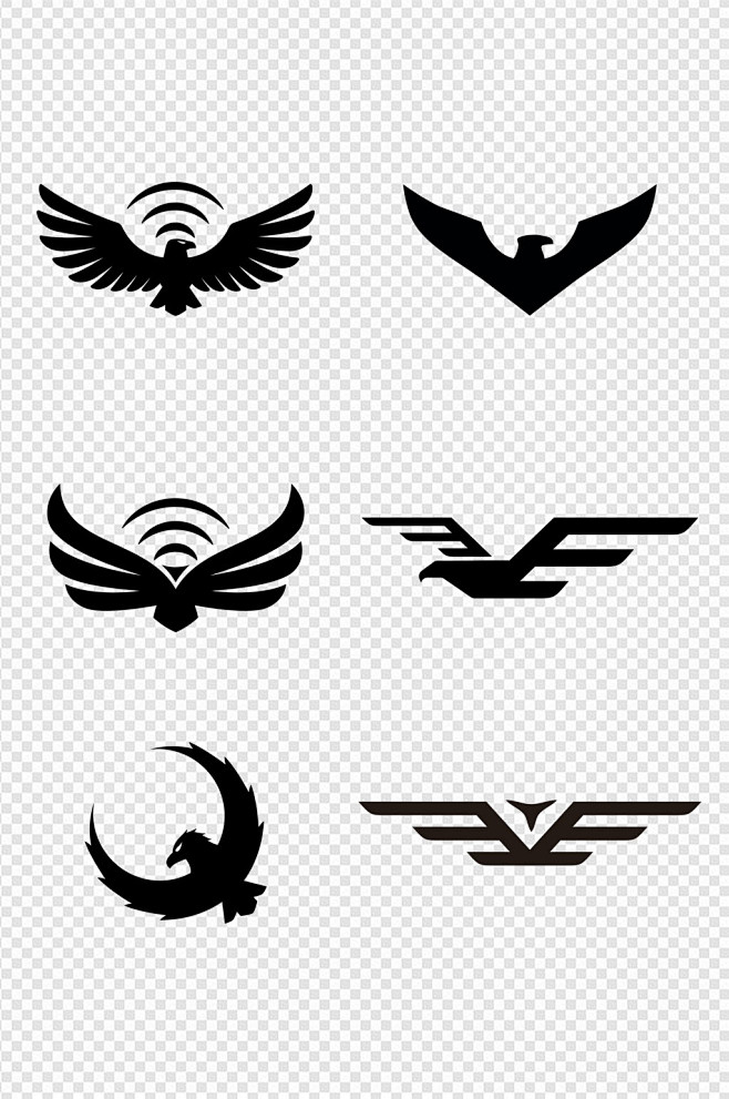 老鹰展翅飞翔logo标志图标免扣元素