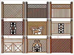 中式庭院花园防腐木艺栏杆栅栏围墙护栏SU模型sketchup设计素材库-淘宝网