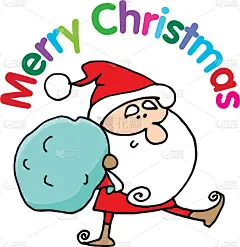 向量插图卡通圣诞老人圣诞贺卡行动系列