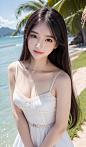 海边沙滩连衣裙少女。#二次元# ...@疯讲分享的动态