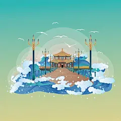 插画文创｜山东泰山趵突泉大明湖千佛山栈桥