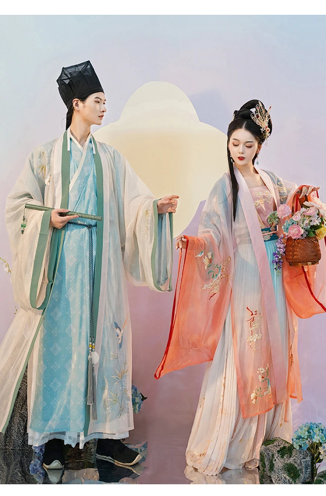 【沉醉东风】花朝记汉服原创菱格印花宋制长褙子刺绣男女通穿套装-淘宝网-花瓣网