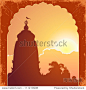 Indian arch and architecture at sunset 正版图片在线交易平台 - 海洛创意（HelloRF） - 站酷旗下品牌 - Shutterstock中国独家合作伙伴