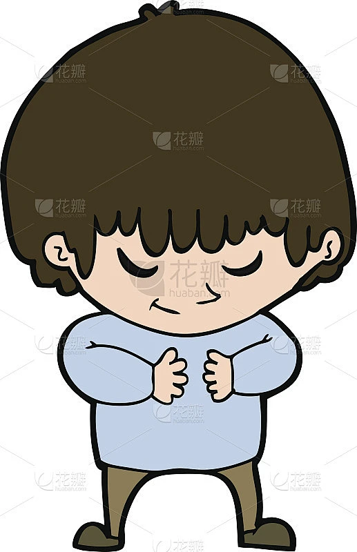 卡通害羞的男孩素材-花瓣网