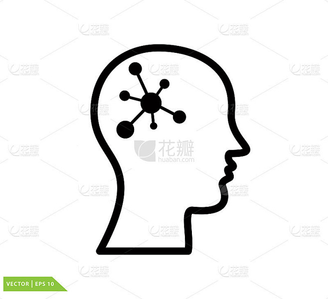 脑图标矢量标志模板