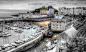 黑白照英国港口城市风景图片