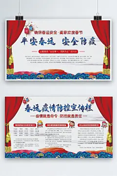 平安春运安全防疫双面展板-众图网
