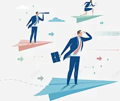 纸飞机上的商务人士插图高清素材 页面 设计图片 页面网页 平面电商 创意素材 png素材