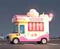 00201-952024919-ice cream truck,solo focus, night, ad board lighting, no humans,scenery,empty street,silent atmosphere,