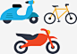 蓝色小摩托高清素材 扁平化 摩托车 矢量素材 红色机车 自行车 蓝色 免抠png 设计图片 免费下载