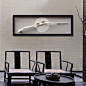 原创新中式禅意工艺画茶室墙面挂画客厅壁画沙发背景装饰画实物画-淘宝网