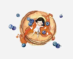 法式甜点高清素材 卡通手绘 小女孩 果酱 梦幻 法式甜点 甜蜜 蓝莓 免抠png 设计图片 免费下载