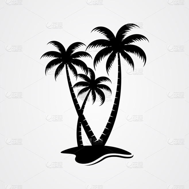 棕榈树,简单,平坦的,计算机图标,清新,...
