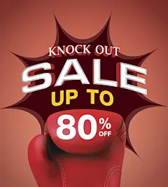 Knock out sale 80 percent heading design for banner or poster. Sale and Discounts Concept. Vector illustration.