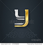 Vector elegant gold and silver font. Letter Y. Template for company logo with monogram element. 3d Design element or icon.