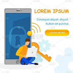 防病毒应用平面着陆页矢量模板