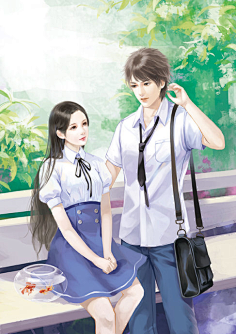 现言】采集素婵a采集到现言封面(:3_ヽ)_校园情侣动漫双人男女底筒缮