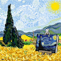 伊朗画家 Alireza Karimi Moghaddam 画中的梵高 ​​​​