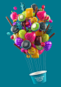 YOGURTERIAS DANONE : YOGURTERíAS DANONEThis summer Danone will do a promo on their yogurterías, you will be able to win an air balloon trip. Based on this brief, we developed this graphic that plays with the yogurt toppings making them inflatable balloons