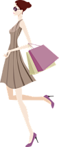 卡通时尚女性购物图片女人shopping模特矢量图妇女节