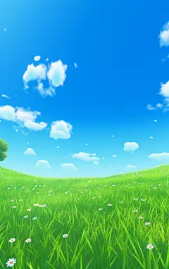 简约蓝天白云草地壁纸