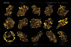 潮流扭曲异形金属3D形状抽象Banner酸性海报KV设计PNG免抠PS素材-淘宝网