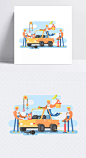 洗车修车插画免抠素材|洗车,车子,护理,修车,标签元素