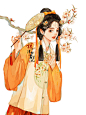 十二花神系列插画【二月·杏花】_杨小洋__插画师作品_涂鸦王国gracg.com