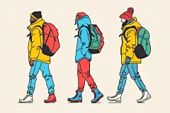 扁平风旅游露营彩色插画