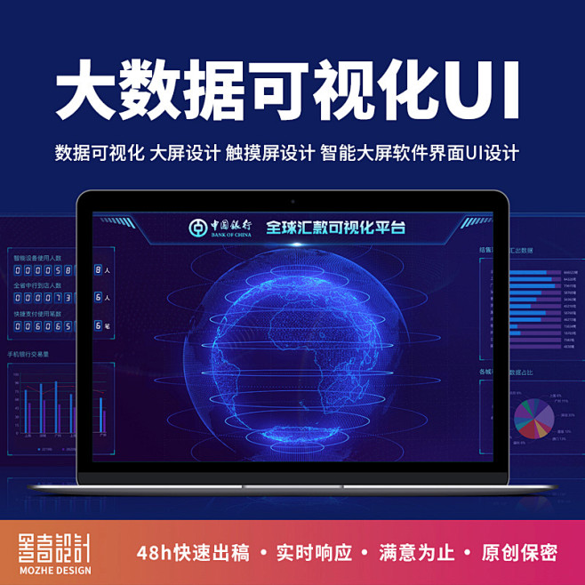 数据可视化大屏界面定制设计 管理办公软件...