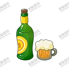 啤酒瓶啤酒杯插画 【酷图网】干杯,啤酒logo,啤酒标志,啤酒,beer,酒水,手绘,卡通设计,饮料酒水,啤酒节,餐饮美食,派对,聚会,畅饮,宵夜,大排档,手绘插画