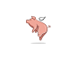 Flying Pig playful cute illustration design character mascot logo wing flying piggy pig