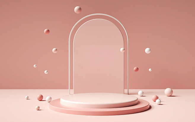 c4d粉色浪漫小清新banner背景