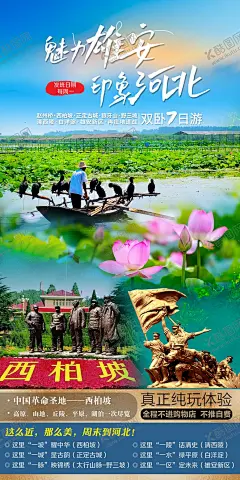 河北旅游海报 【酷图网】海报,旅游,河北,雄安,魅力,印象,荷塘,荷花,西柏坡,景点,