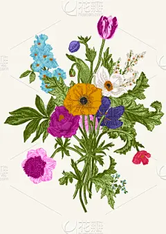 花束,华丽的,飞燕草,请柬,贺卡,过去,菜园,珊瑚色,浪漫,郁金香
