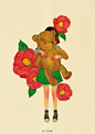 来自韩国艺术家Daseotsi的插画作品，少女与花的故事总是讲不完，带着小清新的梦幻，女生的小心思、小情绪被描绘的那样别致温暖。