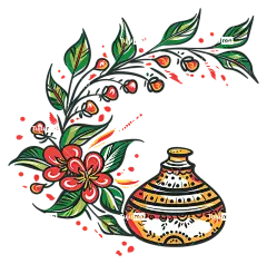 藤蔓-民间艺术画花瓶花