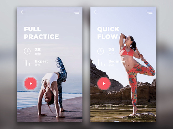 Screens for Yoga App...