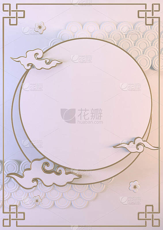 艺术白色垂直背景的日本风格展示产品。三维...