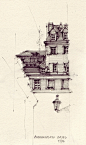 建筑绘画、插画、绘画、建筑