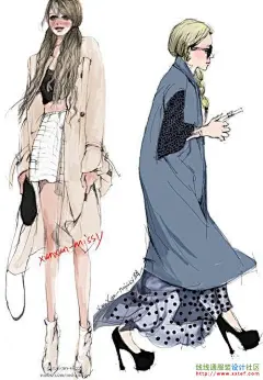照着明星街拍画的手稿图 画的有感觉|时装画/插画/动漫 - 服装设计论坛 - 服装设计 时尚之颠 xxtef.com