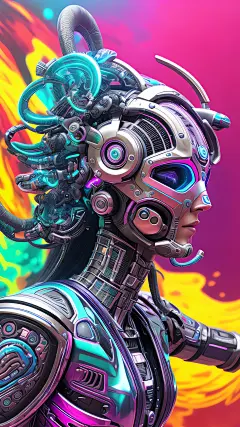 机械女孩，3D渲染
