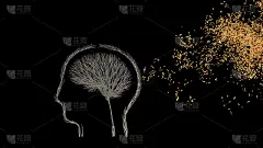 在脑袋里长出人脑形状的树。环保的概念。