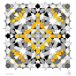 Geometry in Duotone : Series of symmetries in five colours. Ink on paper, 25cm x 25cm