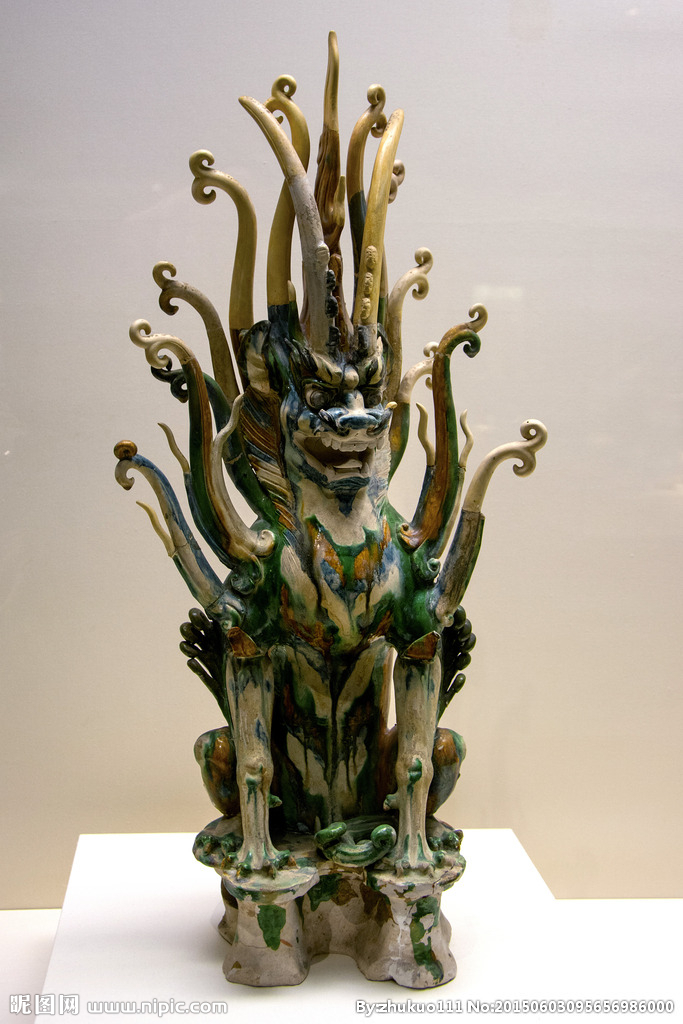 唐三彩(镇魔王) 唐三彩镇墓兽