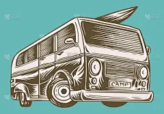 肌肉车或老式交通工具。经典复古老式学院车。海报和横幅。为符号和标签雕刻手绘草图。