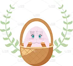 可爱的,篮子,兔子,王冠,柳条,叶子,华丽的,自然美,小的,爱