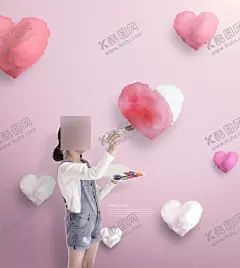 可爱孩子儿童梦想创意摄影背景 【酷图网】爱心,画笔,白云,棉花,气球,海报,出生,成长,档案,成长册,手册,儿童,相册,模板,影楼,摄影,写真,全家福,毕业目录,毕业语录,卡片,模版,邀请,贺卡,请柬,设计,插图,绘本,插画,